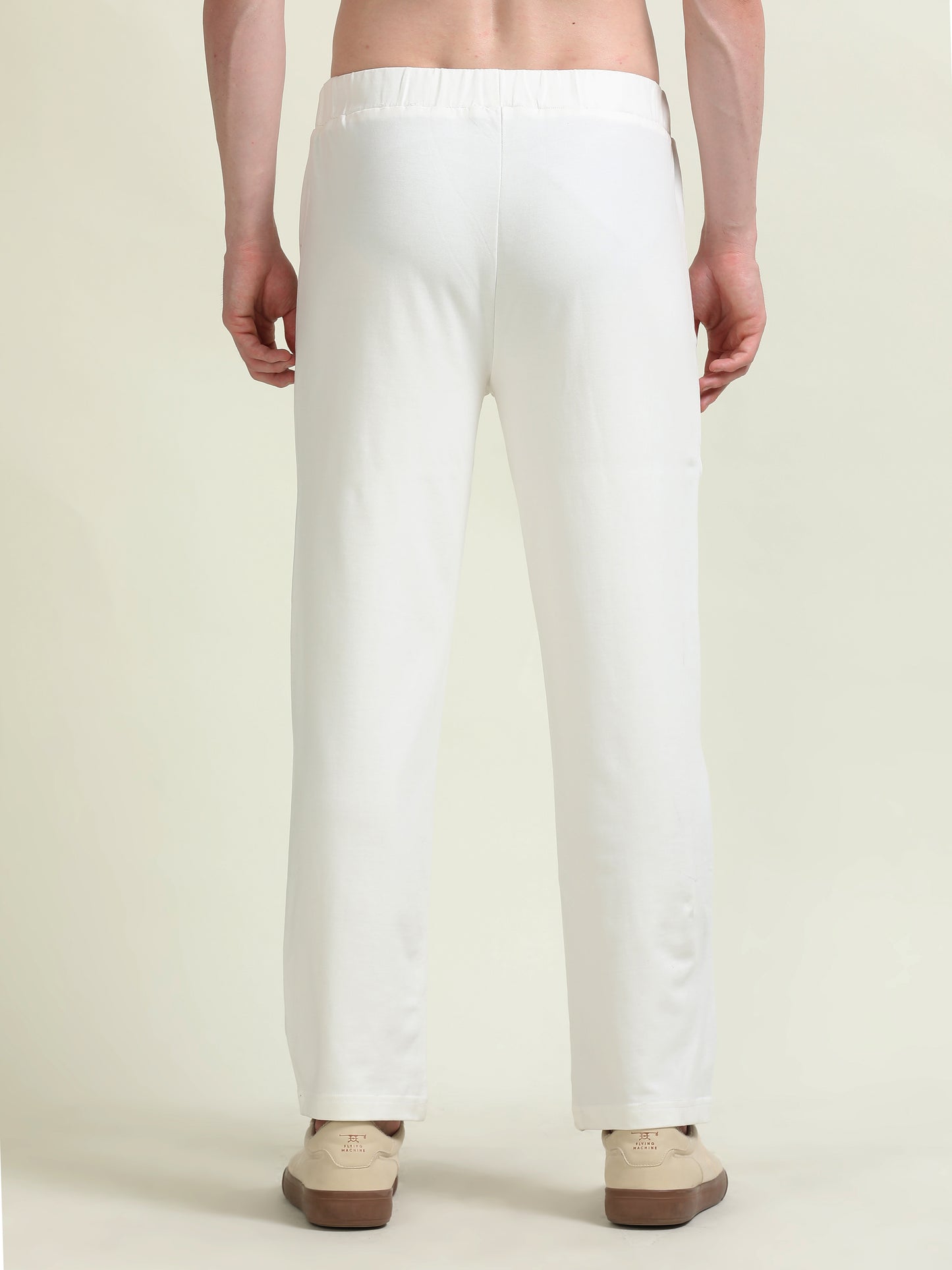White Track Pants – Fleece Patchwork & Casual Comfort - D&K LUXUR