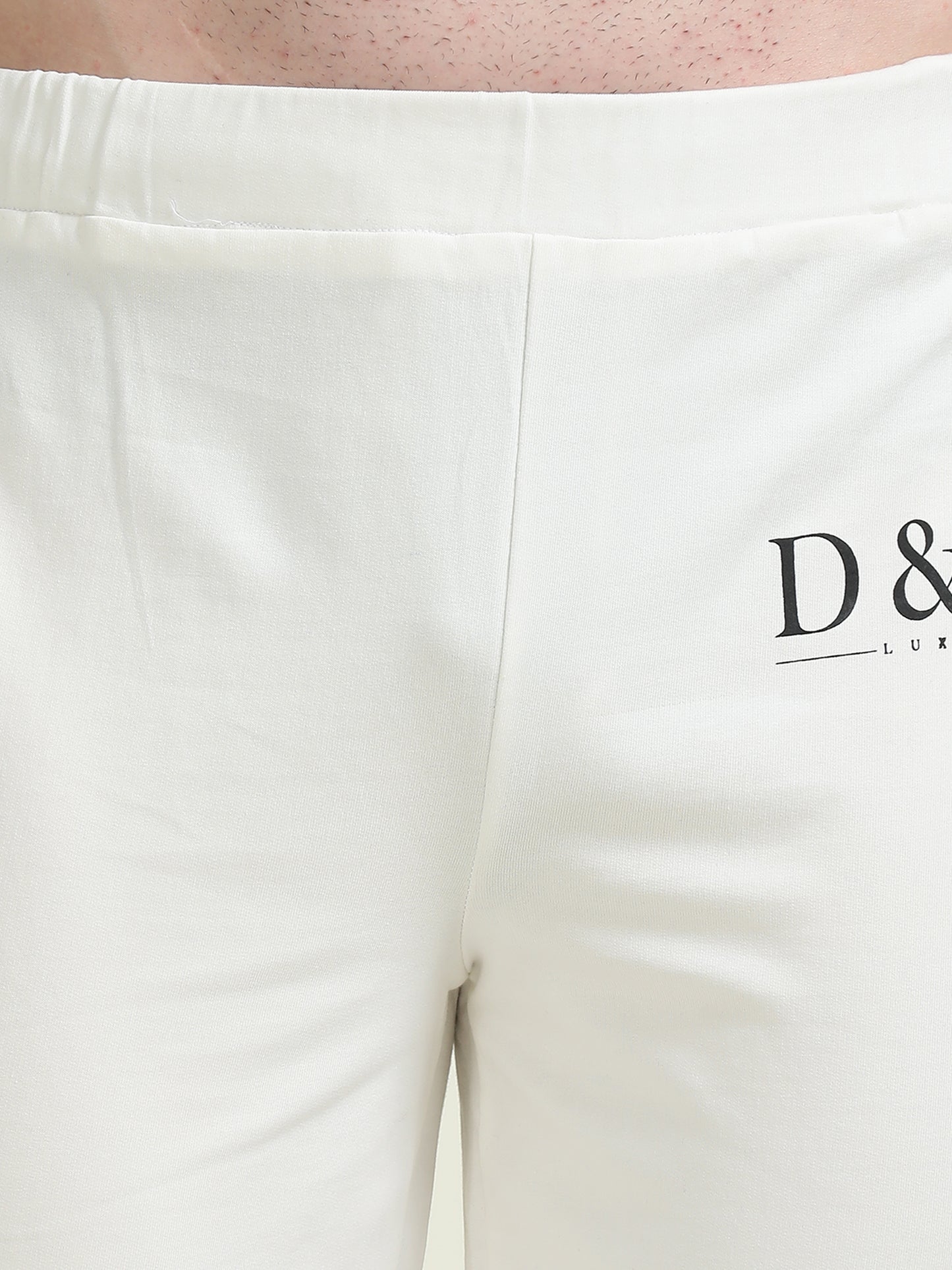 White Track Pants – Fleece Patchwork & Casual Comfort - D&K LUXUR