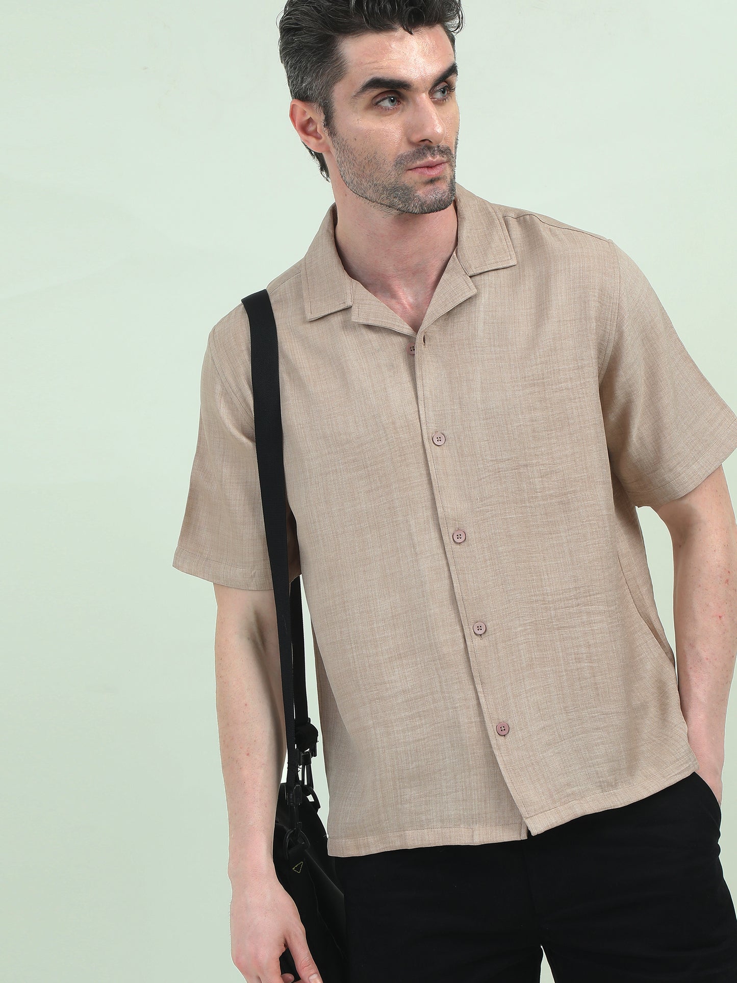 Beige Linen Half-Sleeve Shirt – Relaxed, Breezy, Effortlessly Stylish - D&K LUXUR