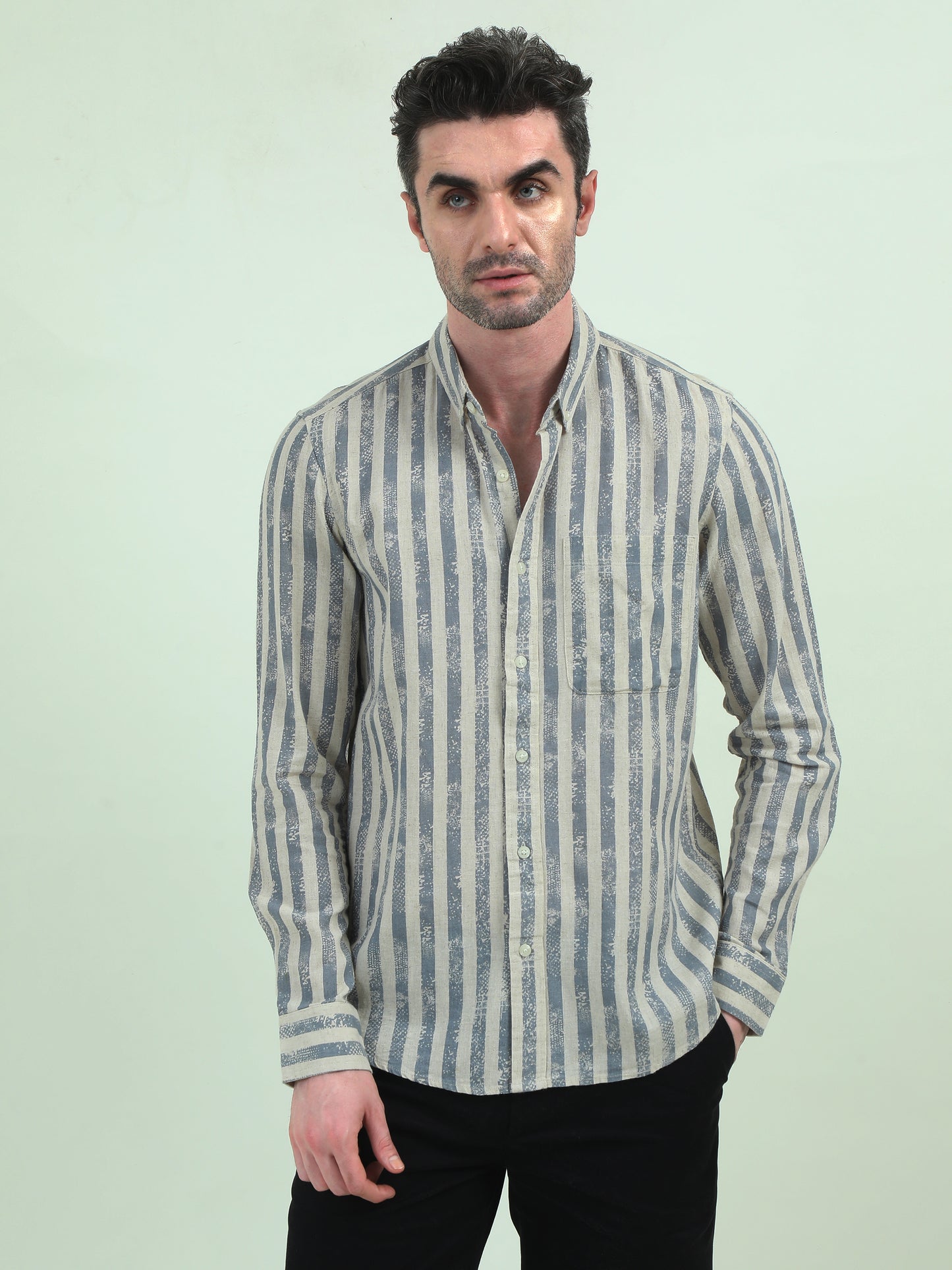 Oxford Stripes Cream Shirt – Classic Elegance with a Modern Touch - D&K LUXUR