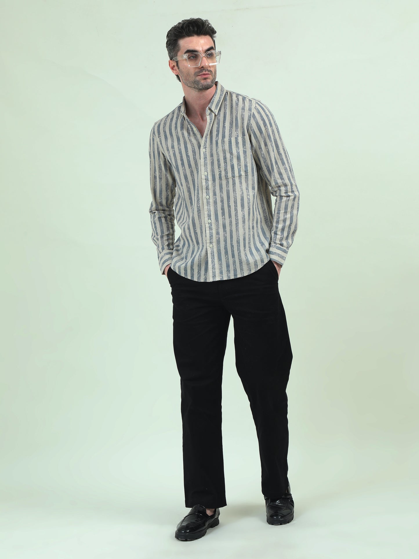 Oxford Stripes Cream Shirt – Classic Elegance with a Modern Touch - D&K LUXUR
