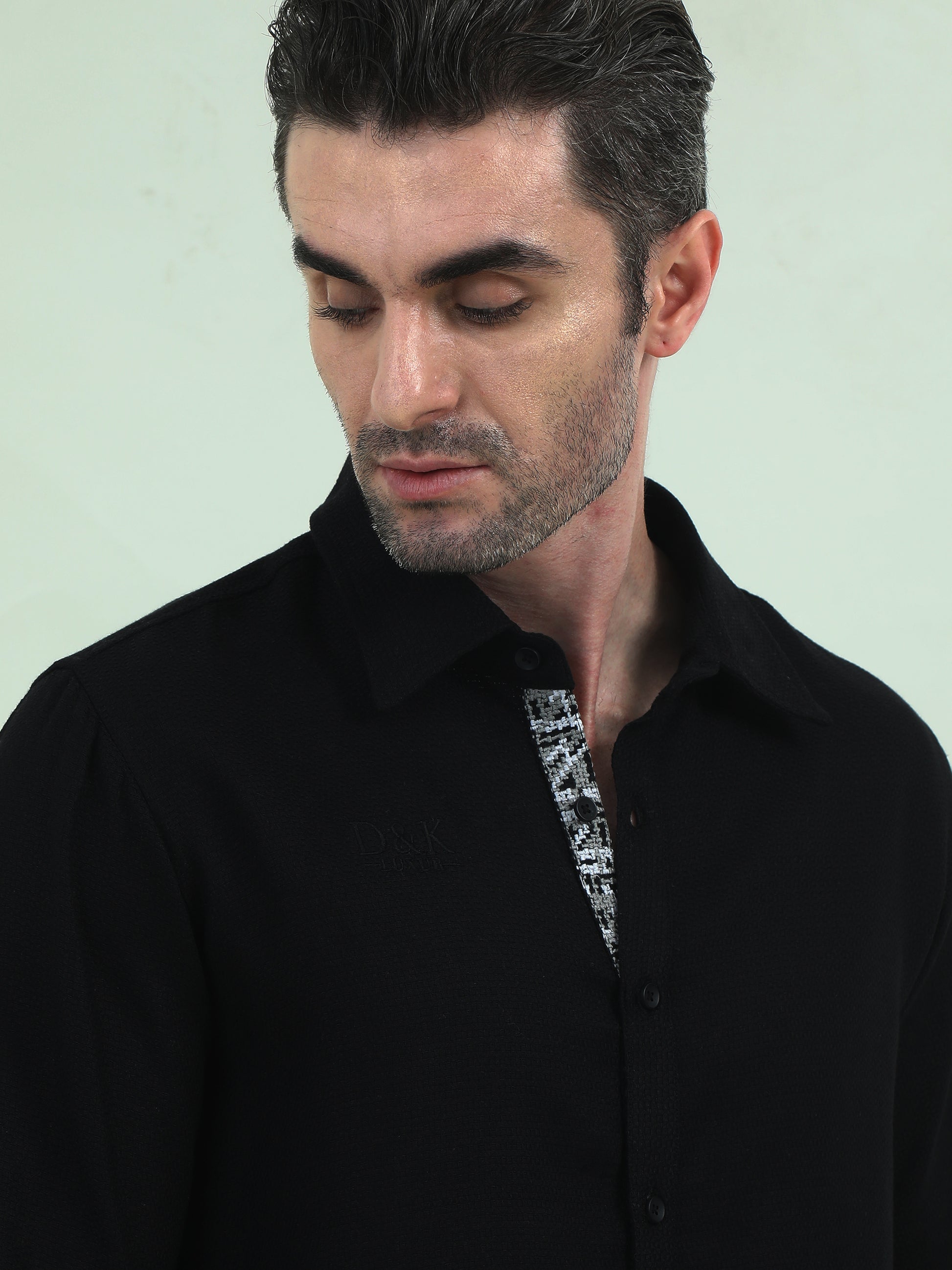 Textured Elegance – Embroidered Dobby Shirt for Work & Play - D&K LUXUR