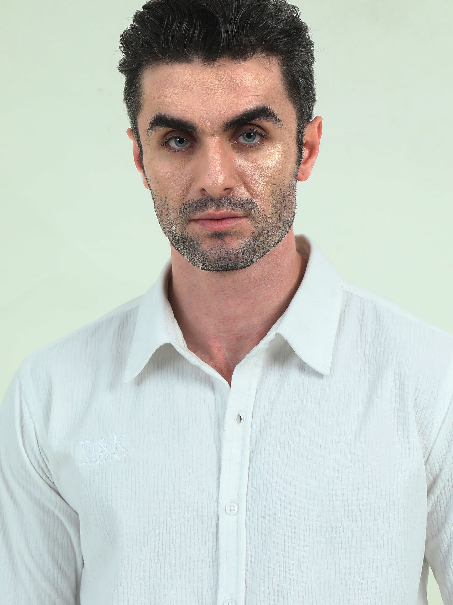 Textured White Jacquard Shirt – Timeless Elegance with a Modern Edge - D&K LUXUR