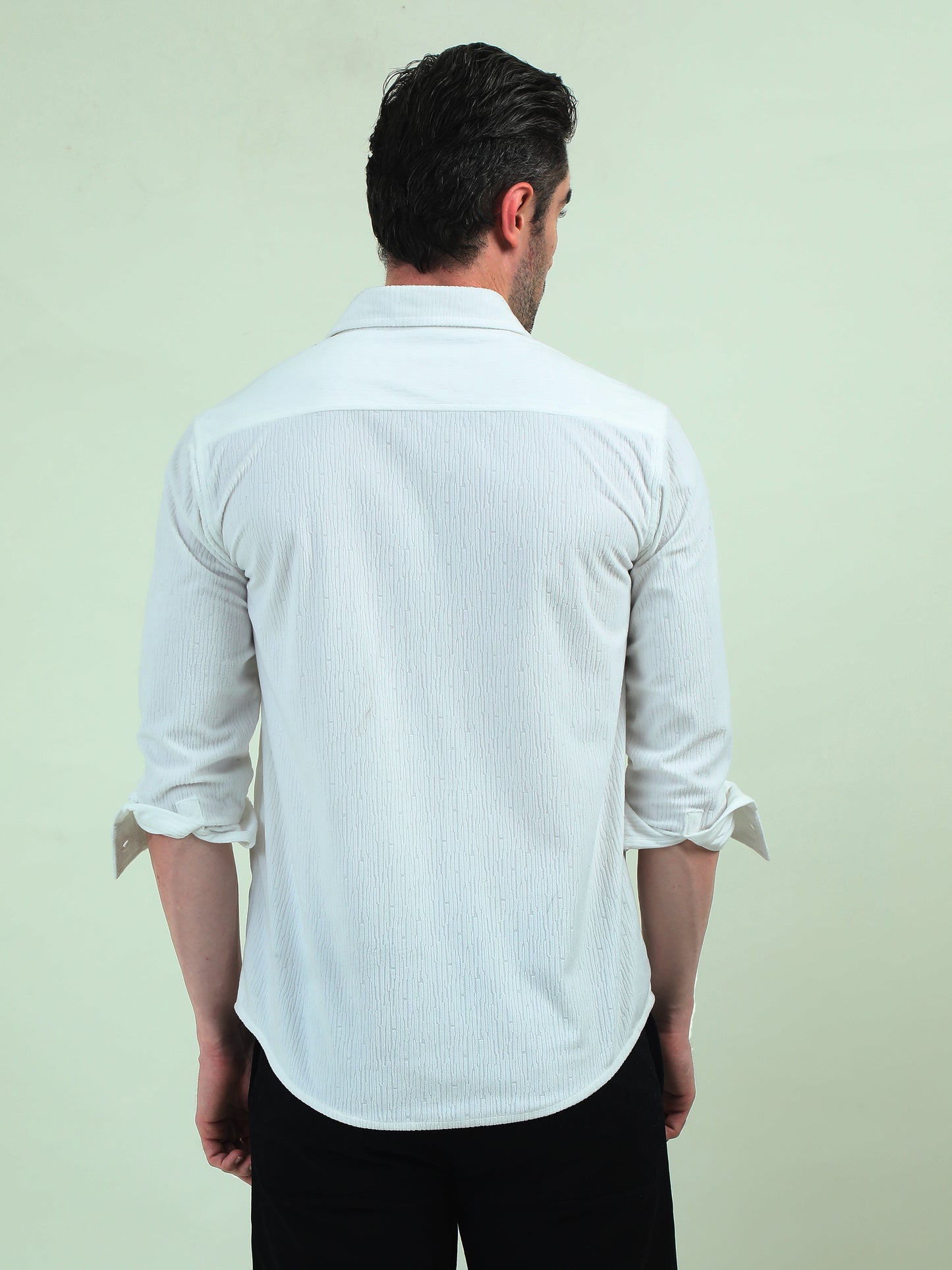 Textured White Jacquard Shirt – Timeless Elegance with a Modern Edge - D&K LUXUR
