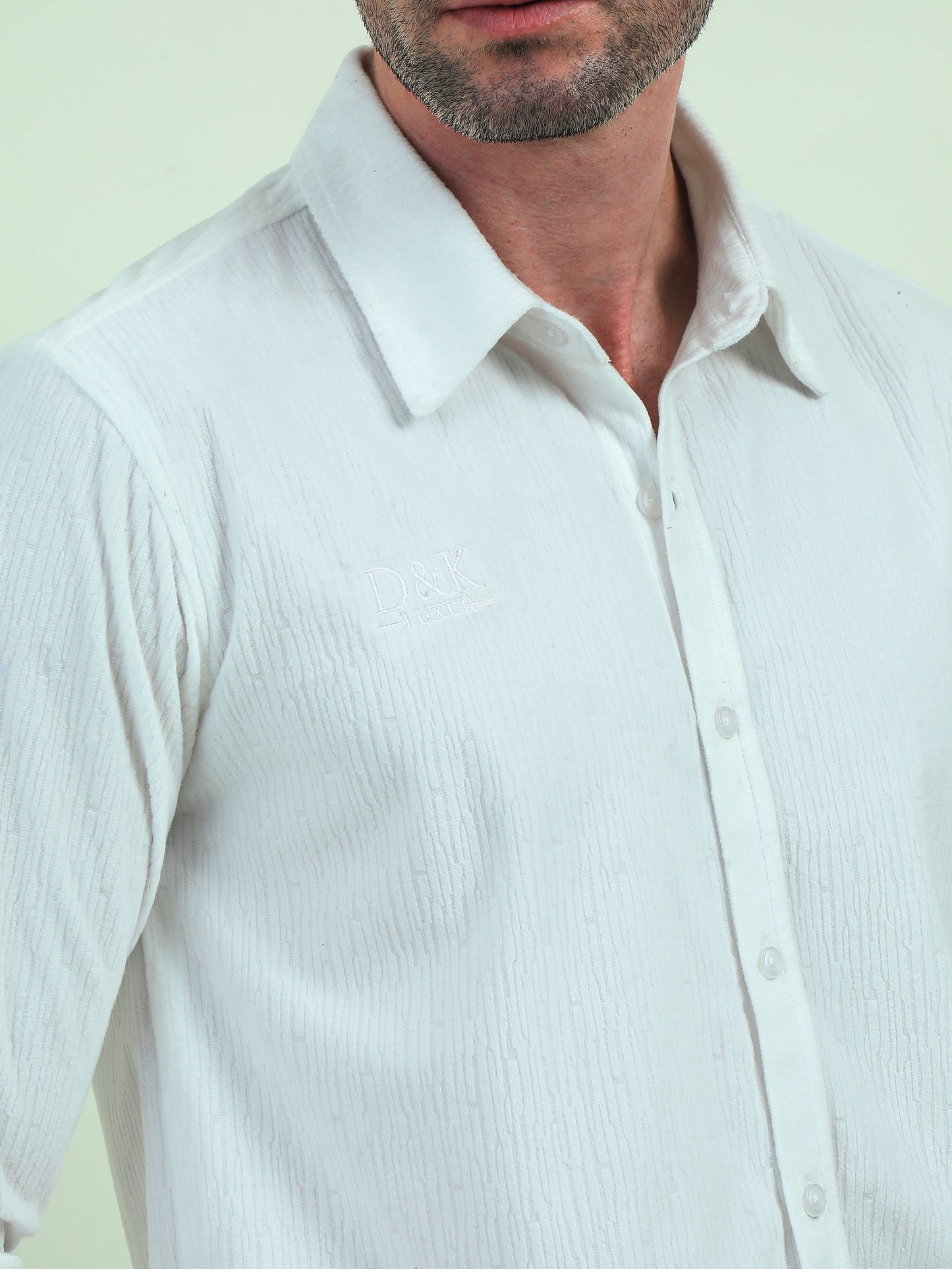 Textured White Jacquard Shirt – Timeless Elegance with a Modern Edge - D&K LUXUR