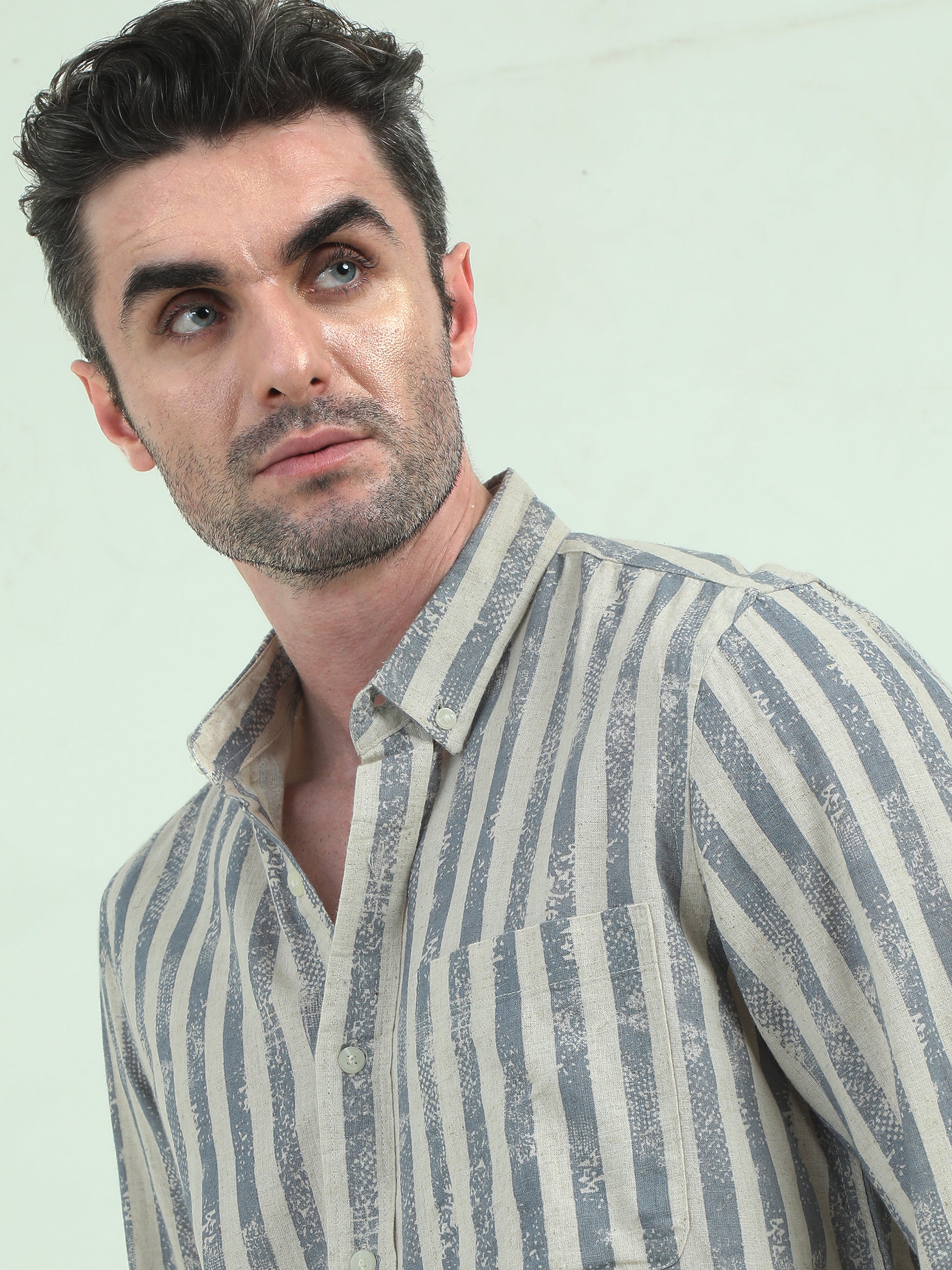 Oxford Stripes Cream Shirt – Classic Elegance with a Modern Touch - D&K LUXUR