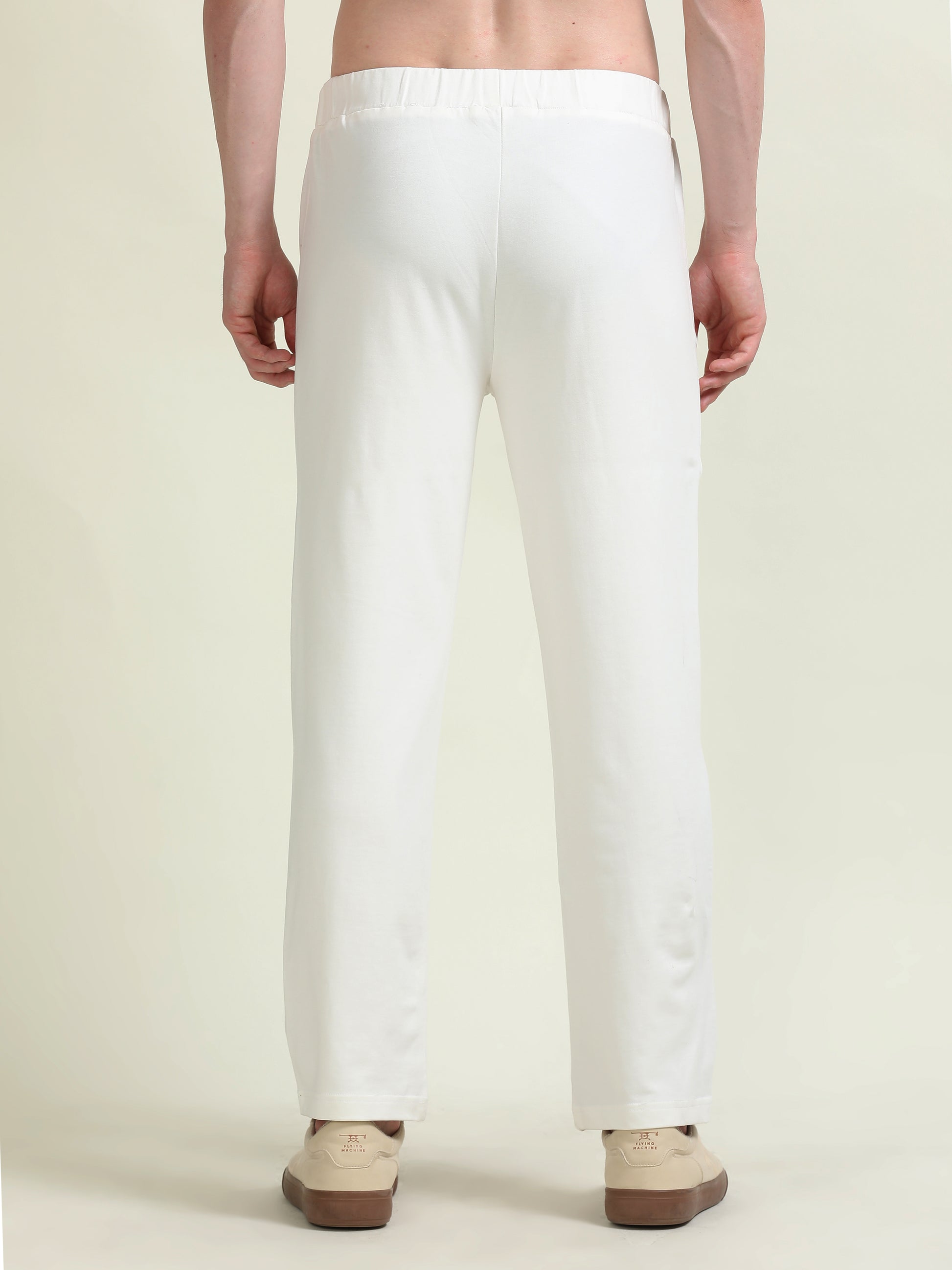 White Track Pants – Fleece Patchwork & Casual Comfort - D&K LUXUR