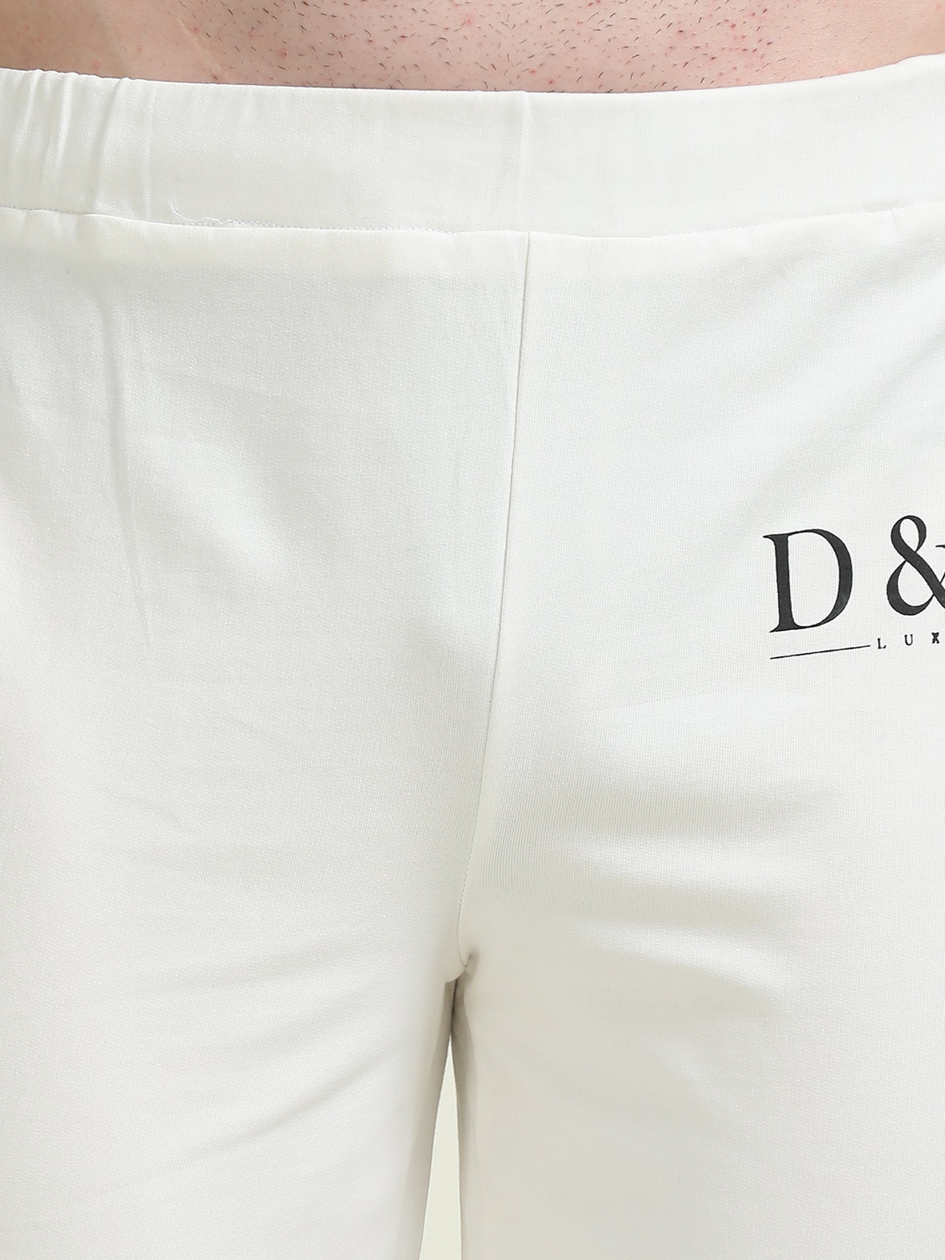 White Track Pants – Fleece Patchwork & Casual Comfort - D&K LUXUR