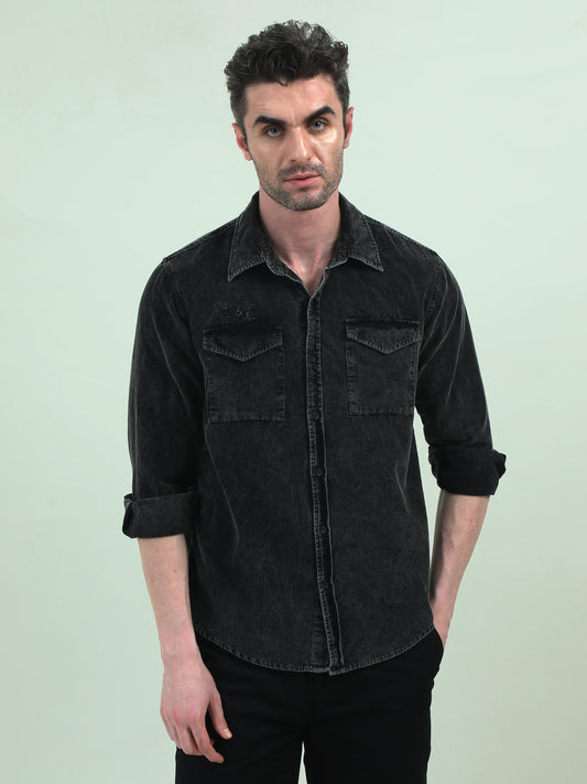 Charcoal Double-Pocket Shirt – Sleek, Versatile, Effortlessly Cool - D&K LUXUR