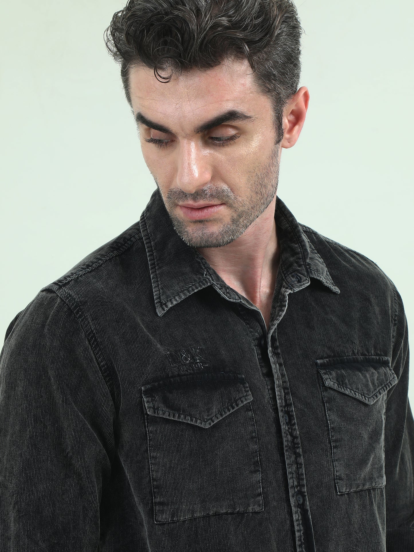 Charcoal Double-Pocket Shirt – Sleek, Versatile, Effortlessly Cool - D&K LUXUR