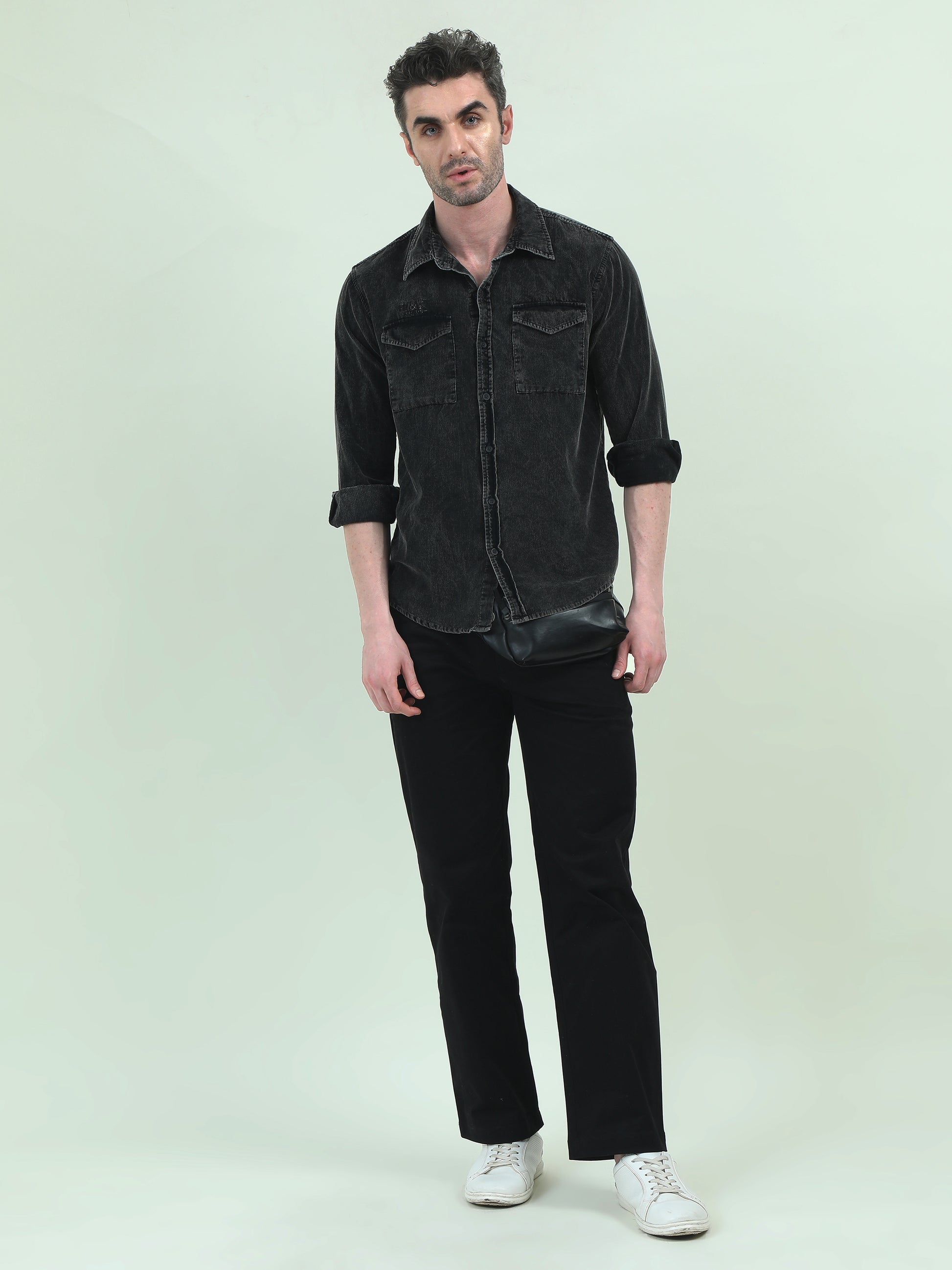 Charcoal Double-Pocket Shirt – Sleek, Versatile, Effortlessly Cool - D&K LUXUR
