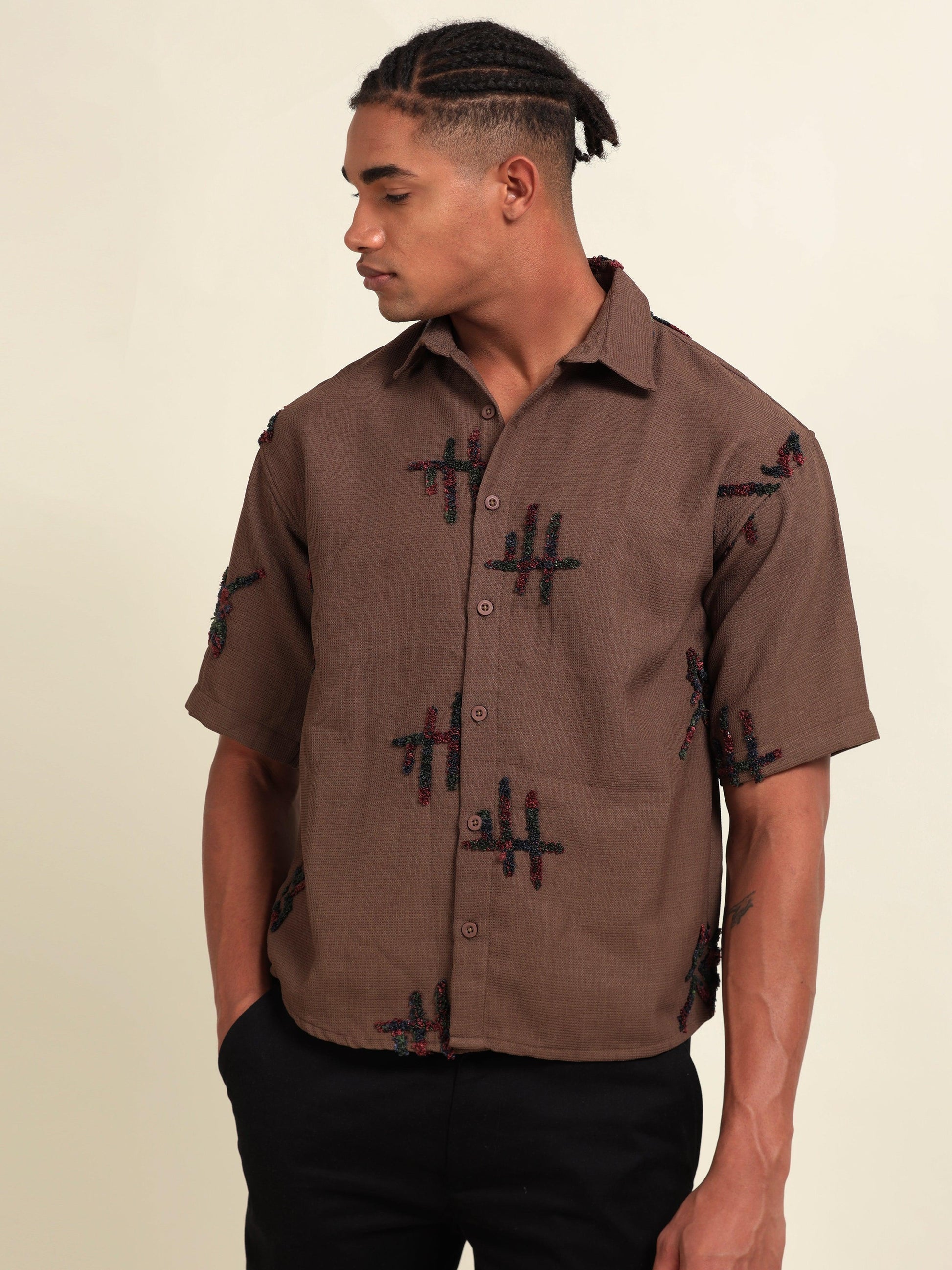 Embroidery Casual Half Sleeve Shirt - D&K LUXUR