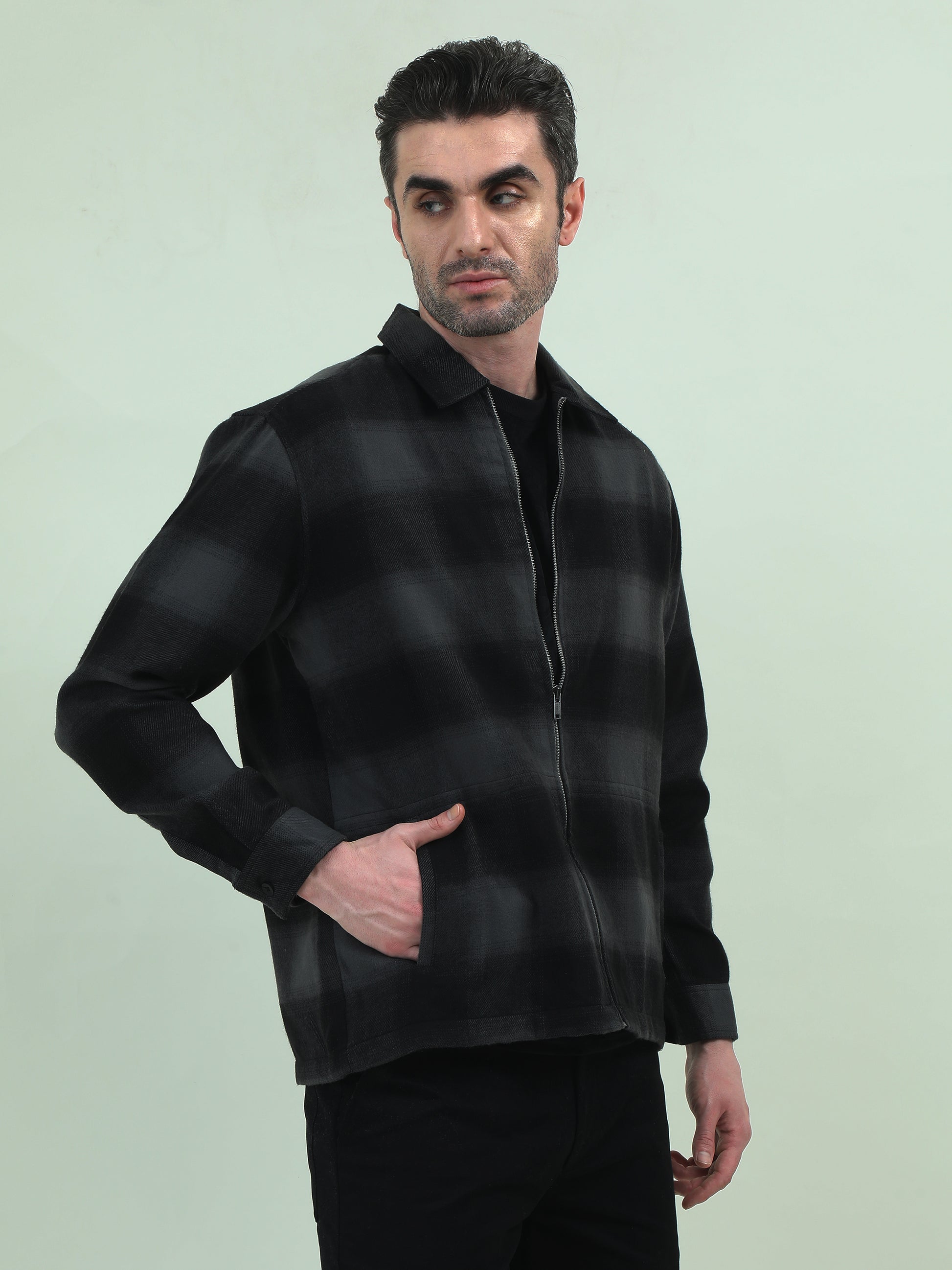 Grey-Black Tweed Jacket – Timeless Texture Meets Modern Edge - D&K LUXUR