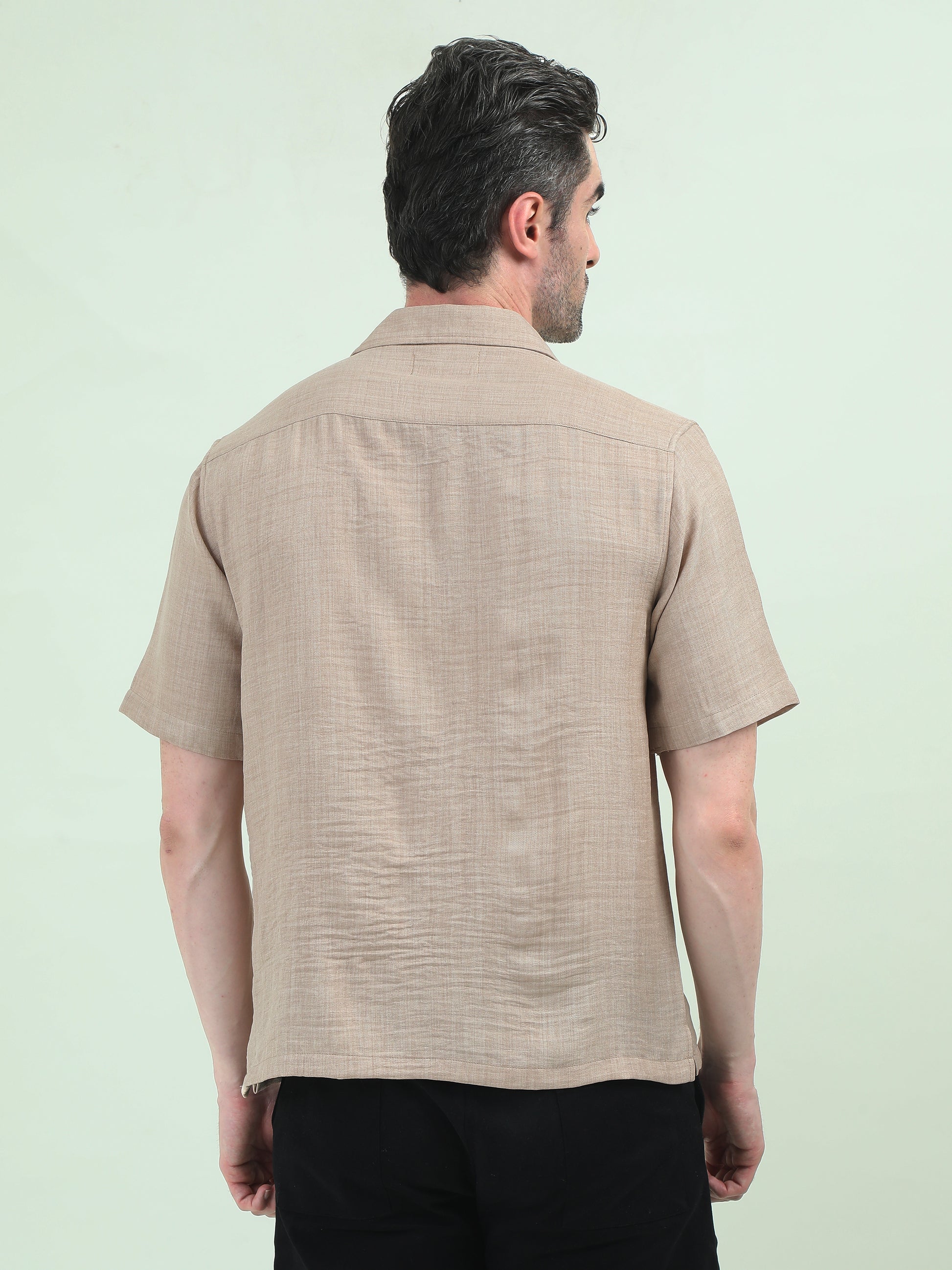 Beige Linen Half-Sleeve Shirt – Relaxed, Breezy, Effortlessly Stylish - D&K LUXUR
