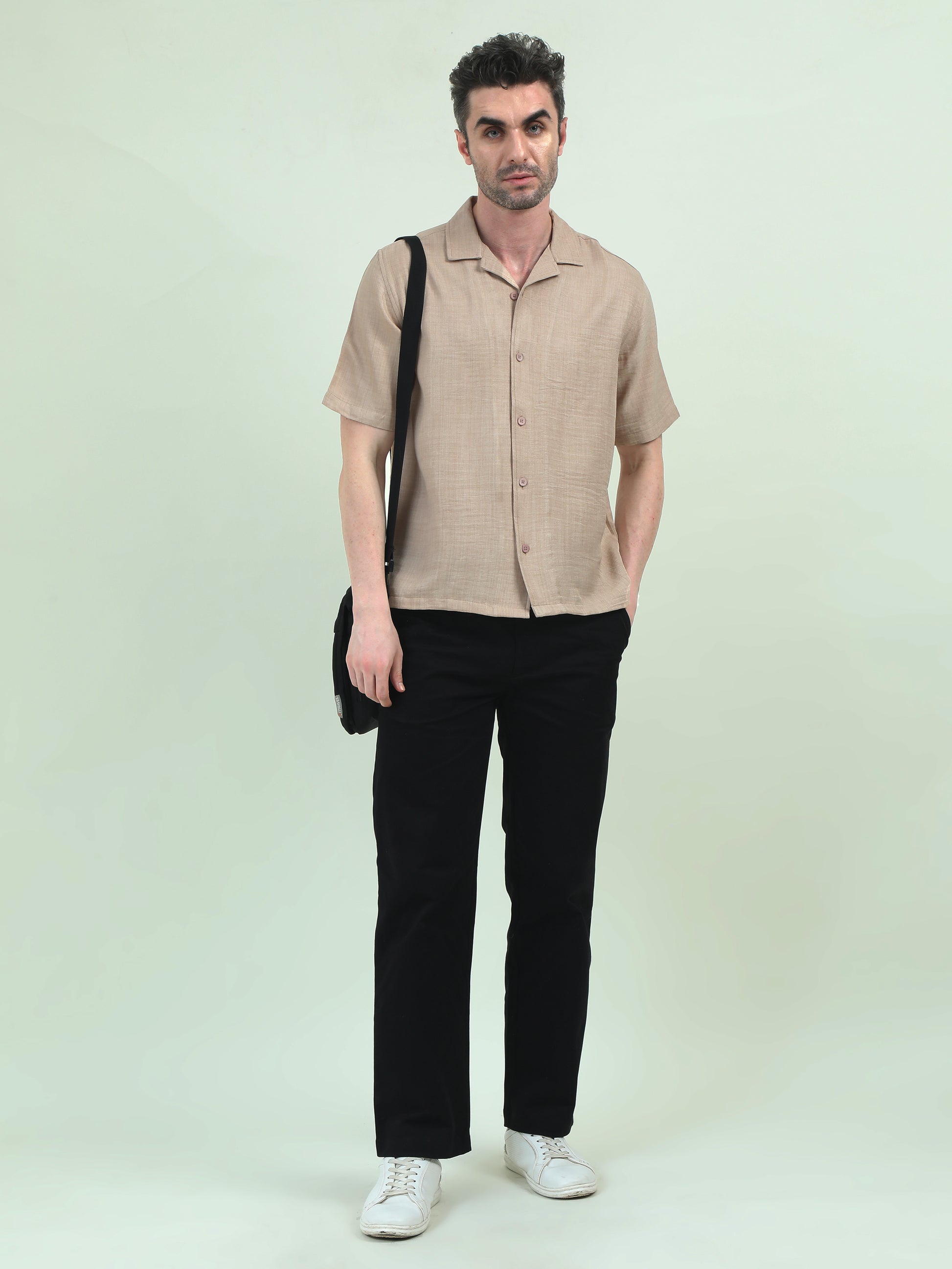 Beige Linen Half-Sleeve Shirt – Relaxed, Breezy, Effortlessly Stylish - D&K LUXUR