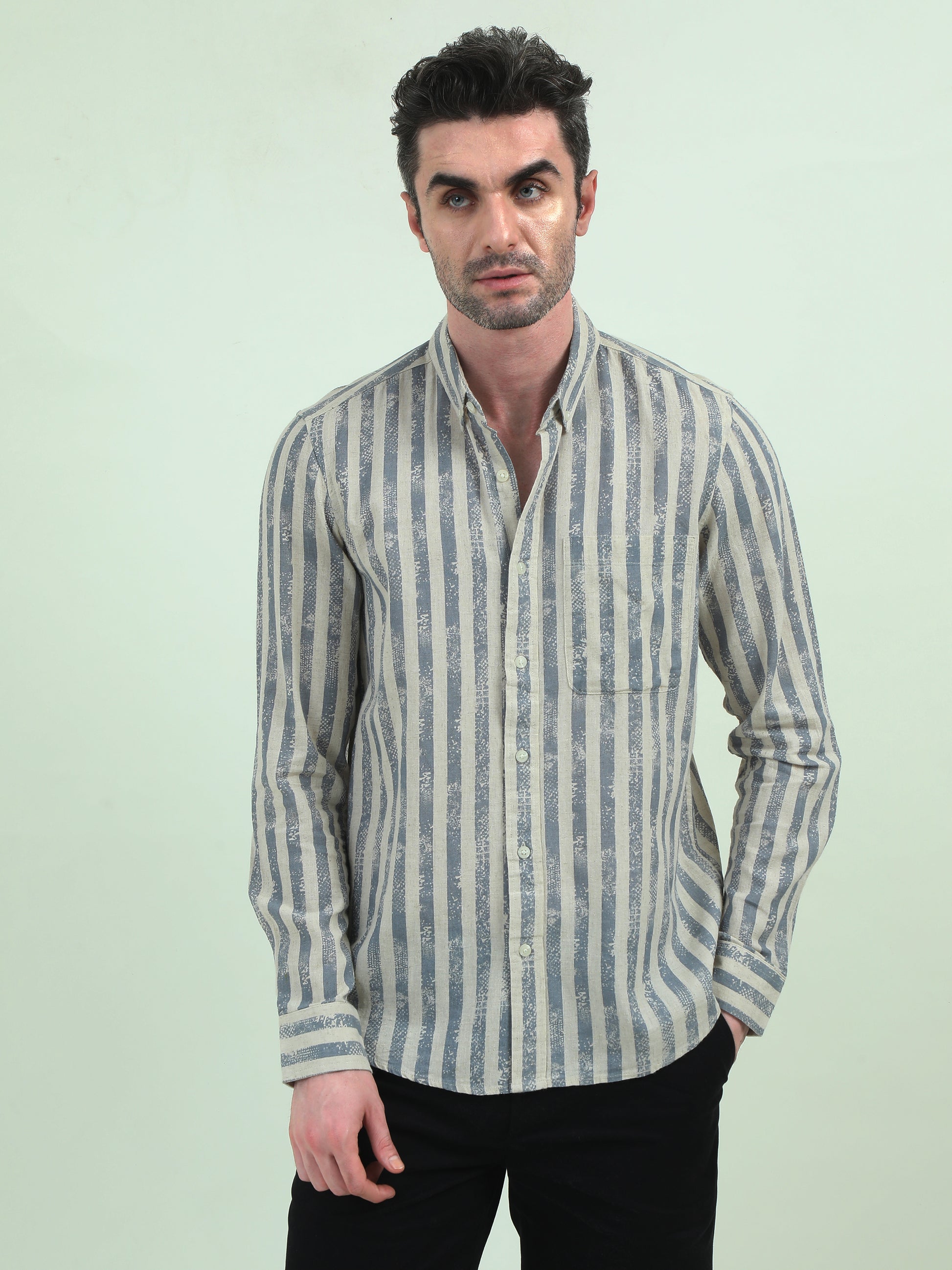Oxford Stripes Cream Shirt – Classic Elegance with a Modern Touch - D&K LUXUR