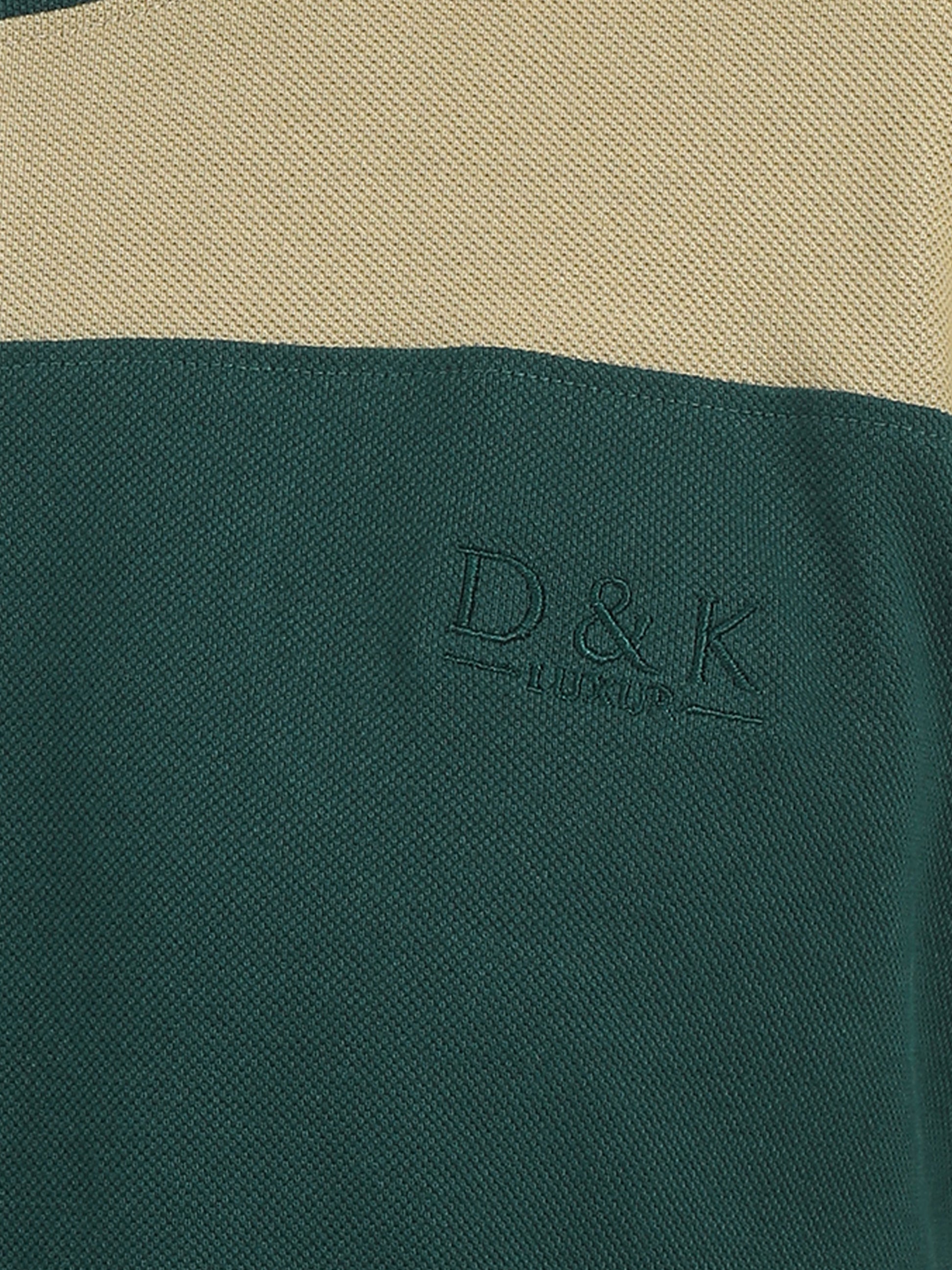 Green Pique Round-Neck T-Shirt – Bold Patchwork, Effortless Comfort - D&K LUXUR
