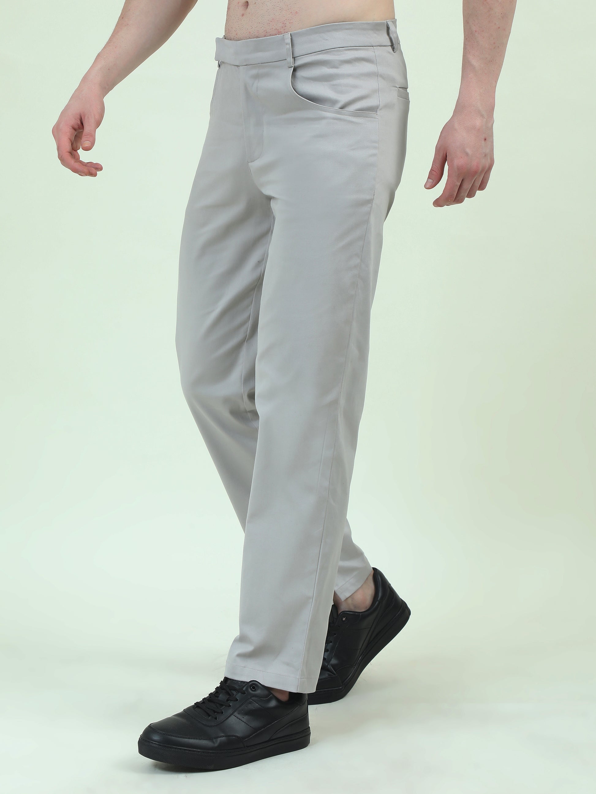 Slit Cut Grey Pants – Modern Elegance with a Sleek Edge - D&K LUXUR