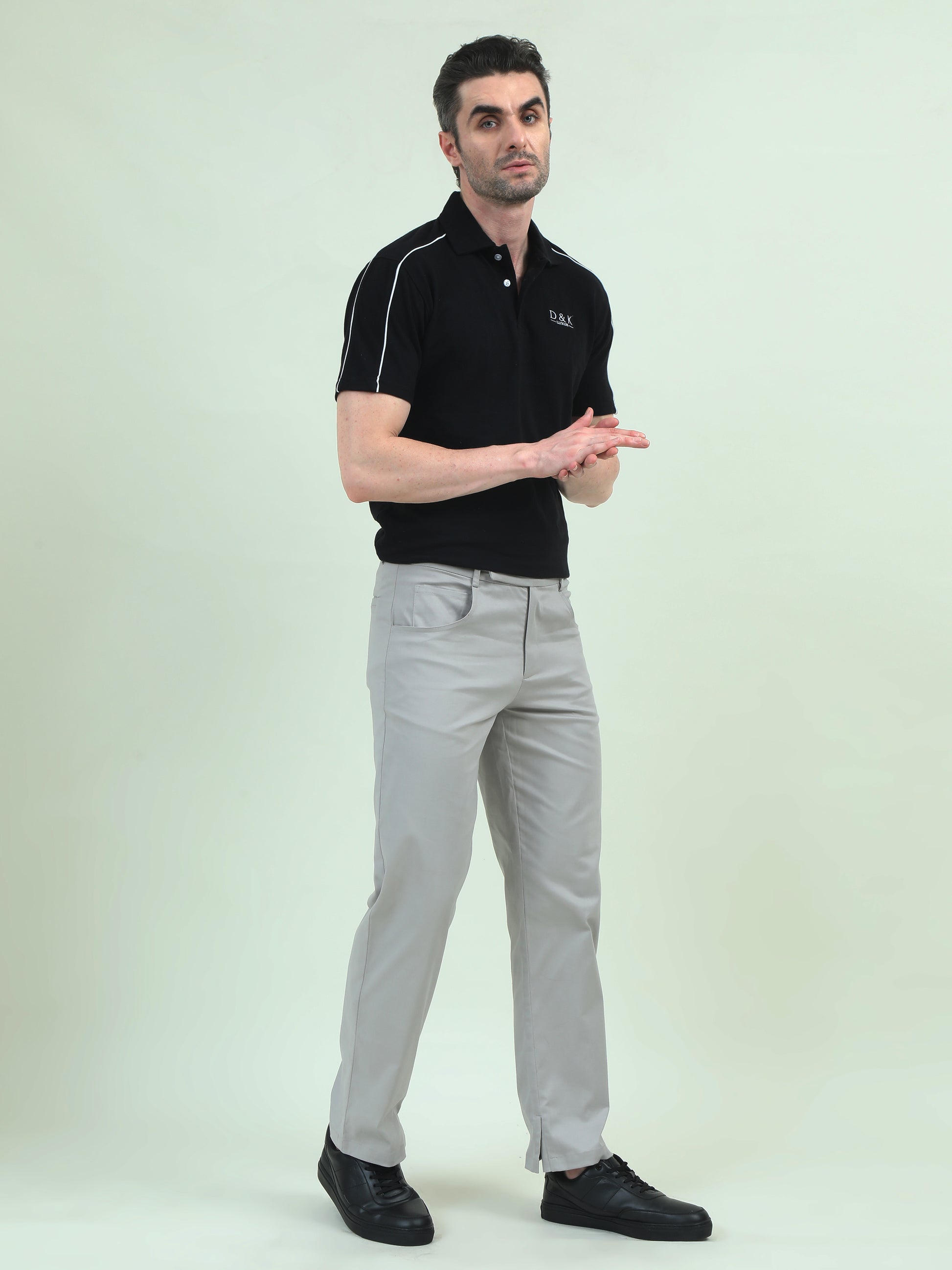 Slit Cut Grey Pants – Modern Elegance with a Sleek Edge - D&K LUXUR