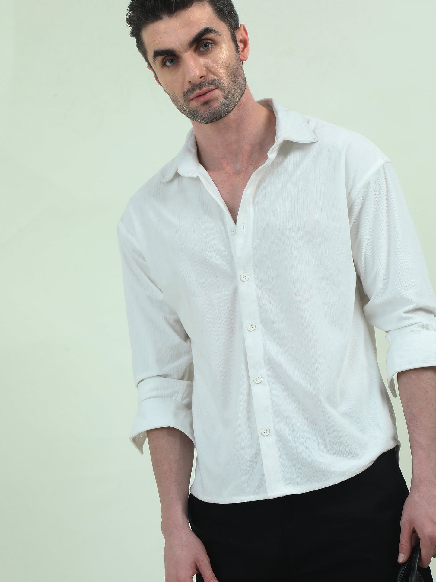 Textured Velvet Shirt with Patchwork – Luxe Comfort with a Modern Edge - D&K LUXUR