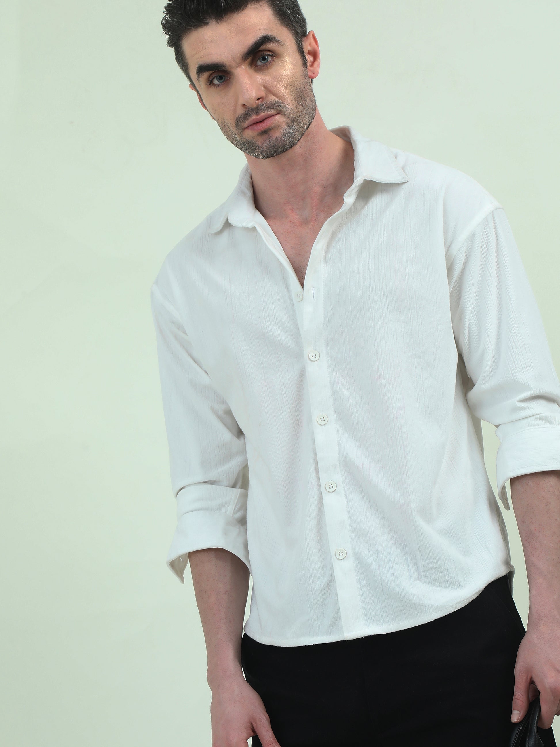 Textured Velvet Shirt with Patchwork – Luxe Comfort with a Modern Edge - D&K LUXUR