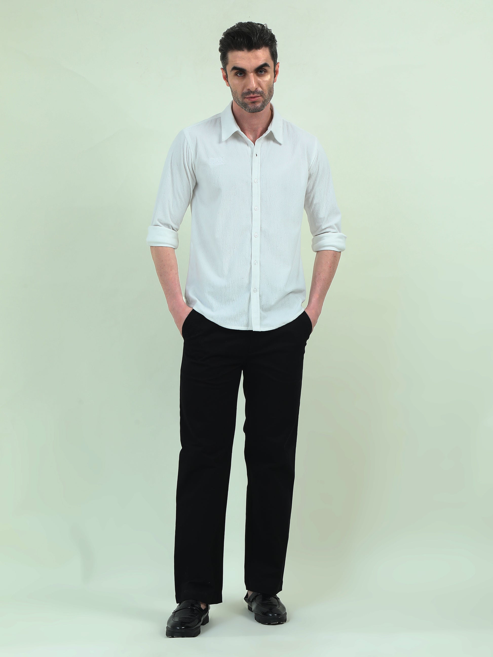 Textured White Jacquard Shirt – Timeless Elegance with a Modern Edge - D&K LUXUR