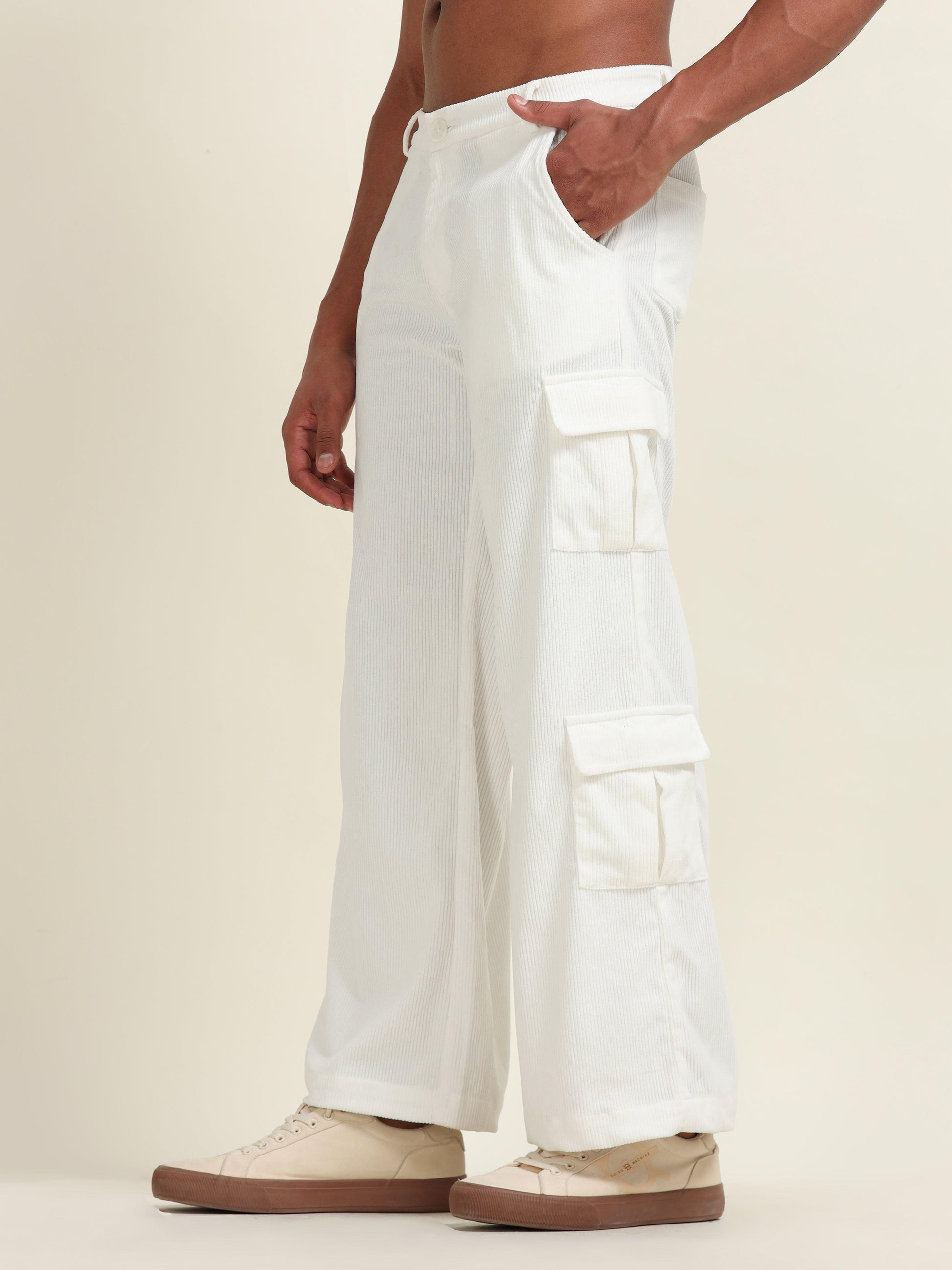White Loose-Fit Cargo – The Ultimate Blend of Comfort & Utility - D&K LUXUR